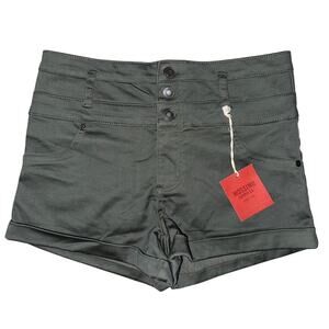 Target Mossimo High Rise Short Super Stretch Demin Shorts Olive Green Sz 10 nwt